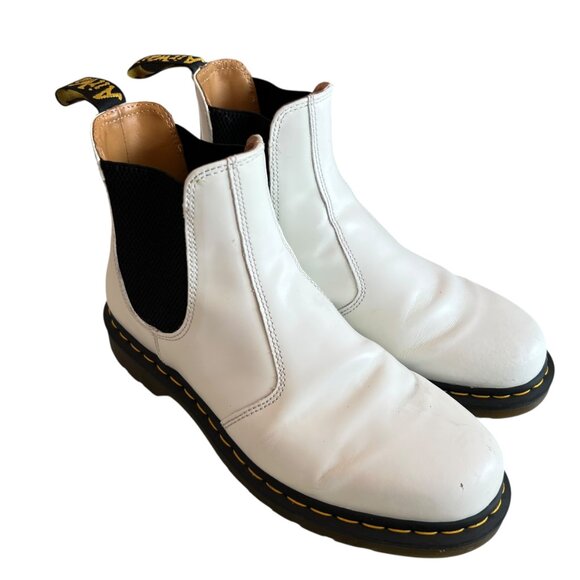 Dr Martens 2976 YS chelsea boots smooth white leather mens 10 womens 11 docs - Picture 3 of 13